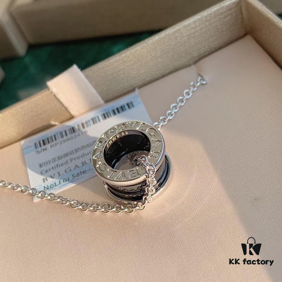 692fc42f99f2d84055c8879d BVLGARI B.zero1 Black Ceramic Charity Pendant Necklace in 925 Sterling Silver Unisex Jewelry