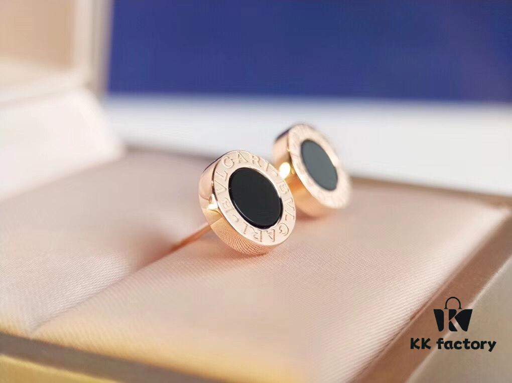 Bvlgari Bulgari Coin Stud Earrings, Timeless Classic Unisex Design, Same Style as Jing Boran