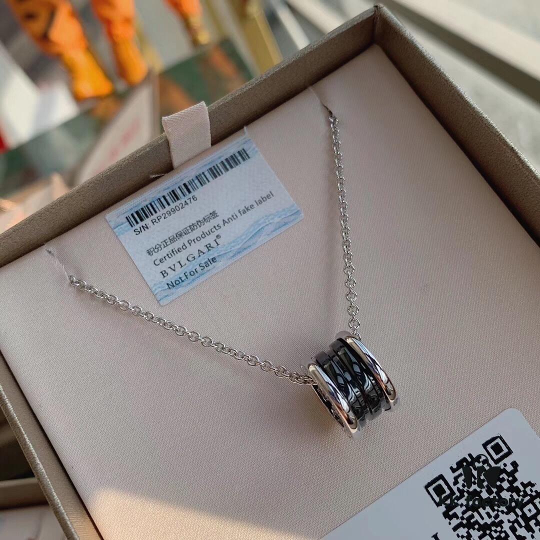 692fc43699f2d84055c887aa BVLGARI B.zero1 Black Ceramic Charity Pendant Necklace in 925 Sterling Silver Unisex Jewelry