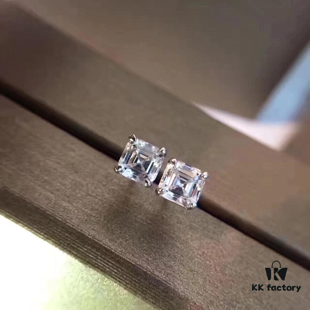 692fc44799f2d84055c887cd Bvlgari Four-Claw Stud Earrings, As Seen in Picture! Tower-Cut Square Diamond, Simple Yet Elegant!