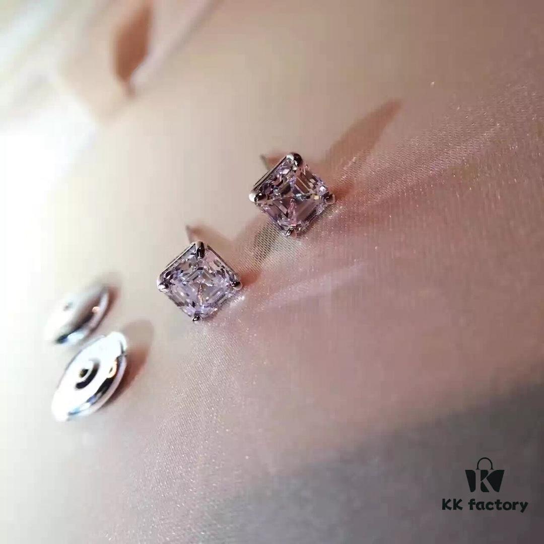 692fc44899f2d84055c887cf Bvlgari Four-Claw Stud Earrings, As Seen in Picture! Tower-Cut Square Diamond, Simple Yet Elegant!