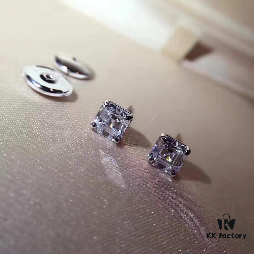 692fc44899f2d84055c887d0 Bvlgari Four-Claw Stud Earrings, As Seen in Picture! Tower-Cut Square Diamond, Simple Yet Elegant!