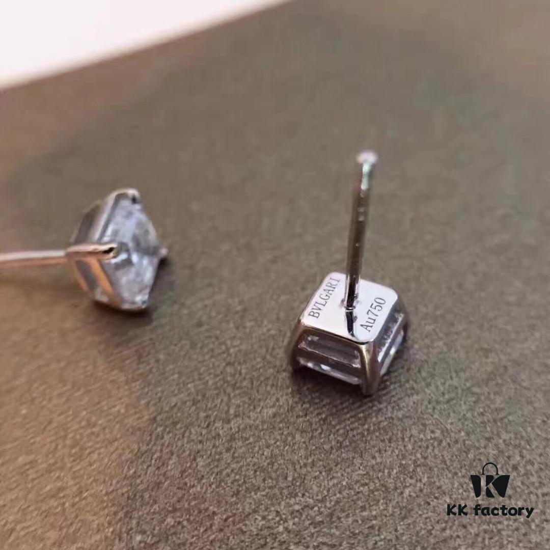 692fc44c99f2d84055c887db Bvlgari Four-Claw Stud Earrings, As Seen in Picture! Tower-Cut Square Diamond, Simple Yet Elegant!