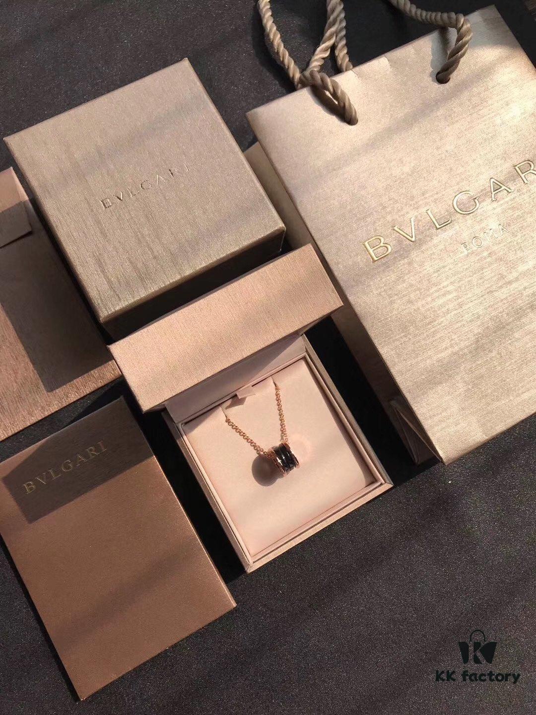 692fc44e99f2d84055c887de Bulgari B.Zero1 Series Black Ceramic Necklace in 925 Silver with 18K Rose Gold Plating