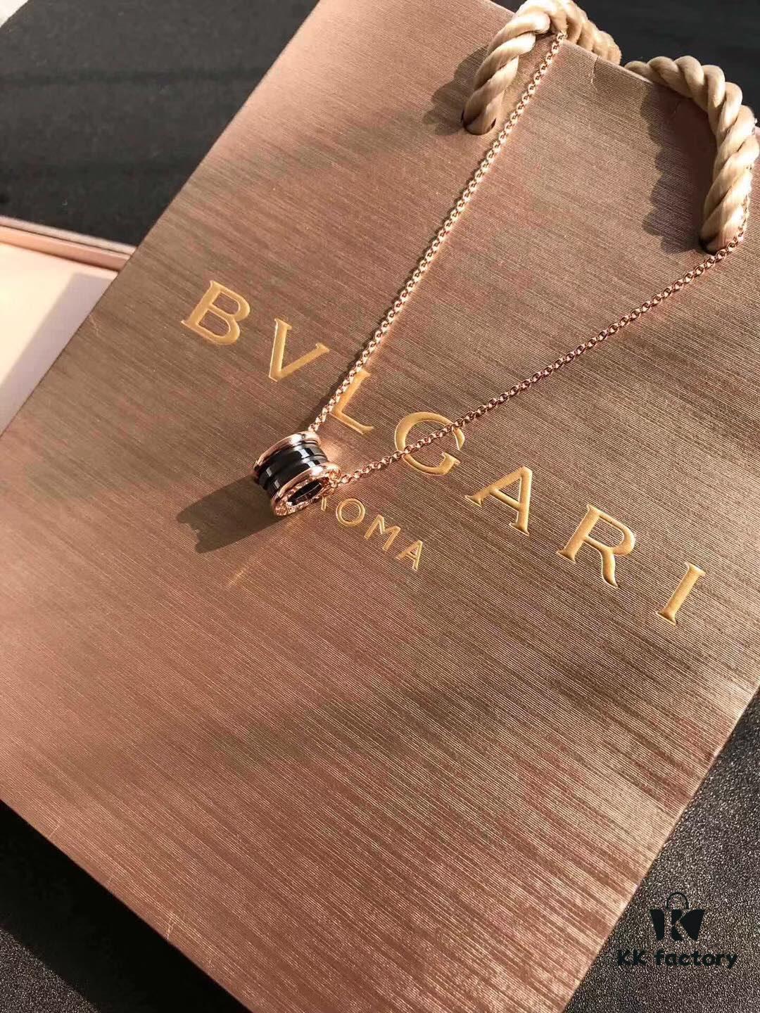 692fc44f99f2d84055c887df Bulgari B.Zero1 Series Black Ceramic Necklace in 925 Silver with 18K Rose Gold Plating