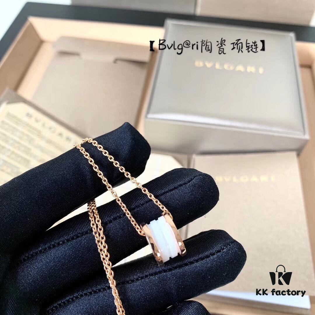 692fc45199f2d84055c887e5 Bulgari BVLGARI White Ceramic Necklace S925 Sterling Silver Black Ceramic Adjustable Chain