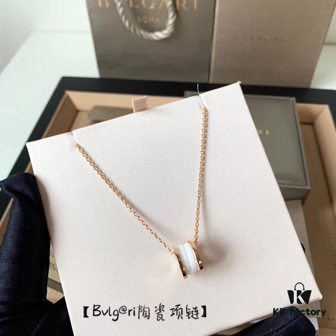 692fc45299f2d84055c887e7 Bulgari BVLGARI White Ceramic Necklace S925 Sterling Silver Black Ceramic Adjustable Chain