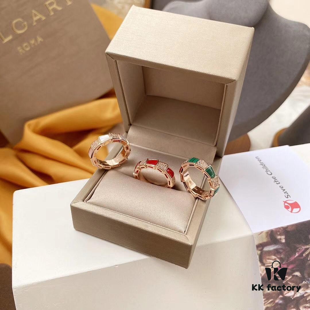 692fc45f99f2d84055c887fc Wide Version BVLGARI/Bulgari Serpenti Viper Series 18K Rose Gold Thin Ring