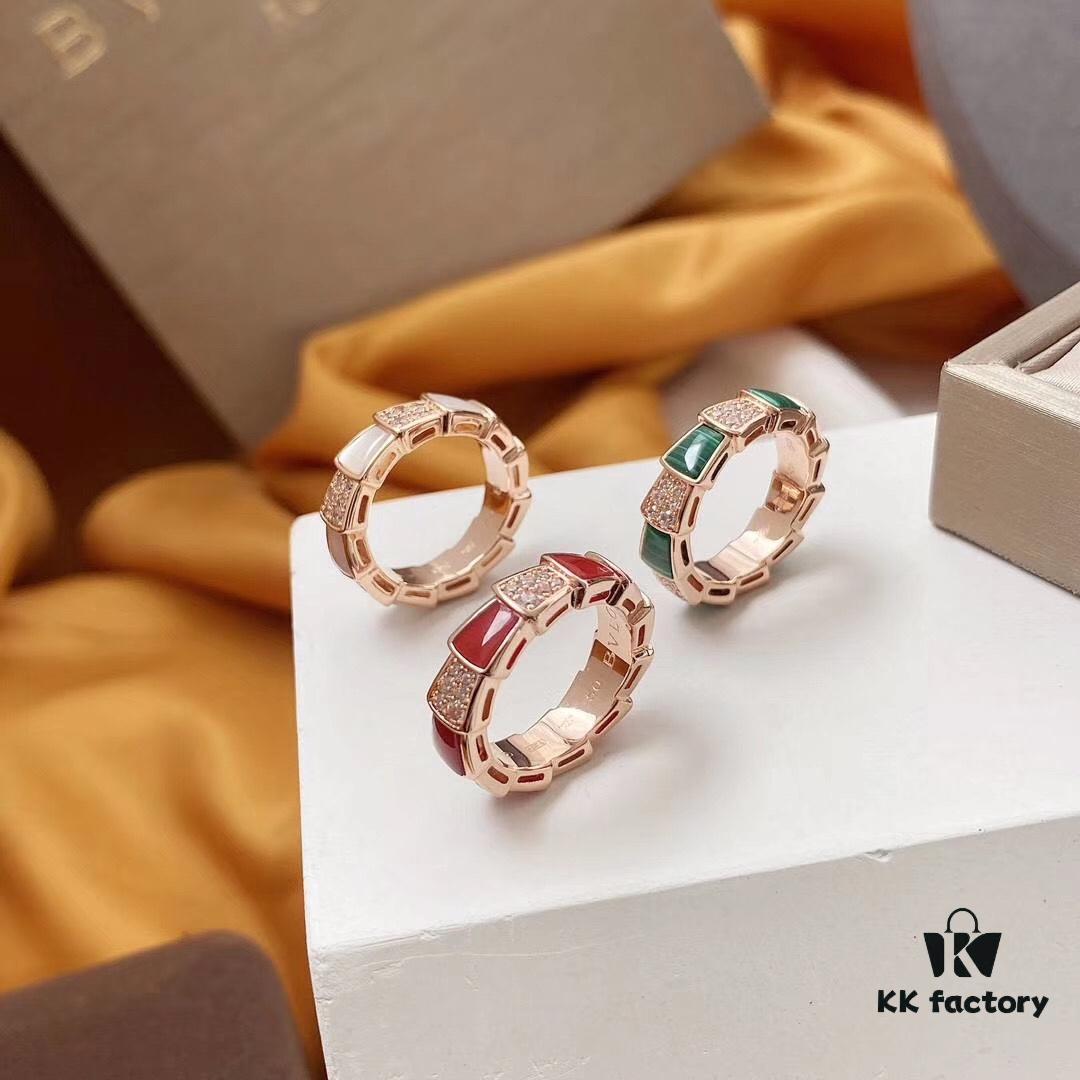 692fc45f99f2d84055c887fd Wide Version BVLGARI/Bulgari Serpenti Viper Series 18K Rose Gold Thin Ring