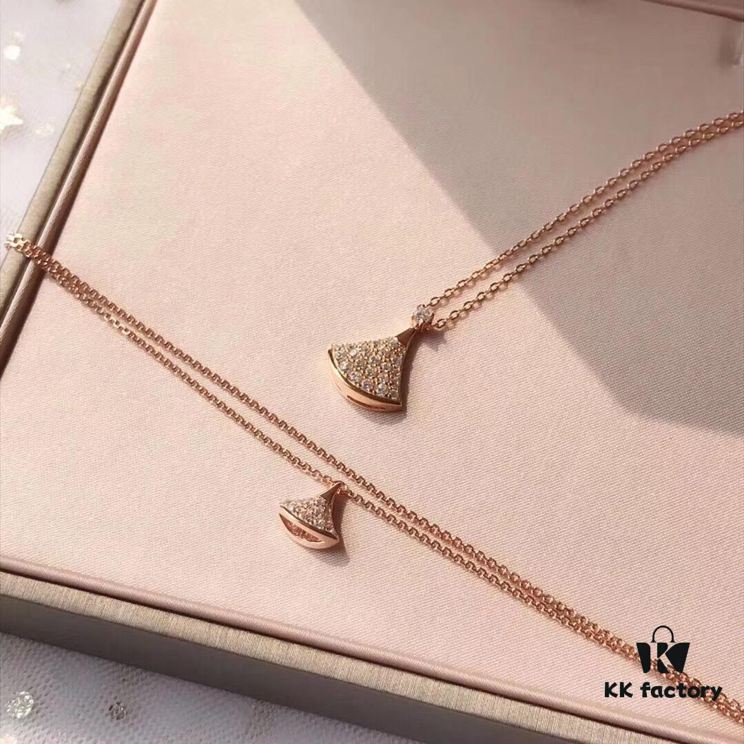 692fc46199f2d84055c88802 BVLGARI Diva Series Fan-shaped Set, Necklace, Bracelet, Earrings - High-end Custom Jewelry with 18K Rose Gold/White Gold Plating, Cubic Zirconia, 925 Silver Ear Pins