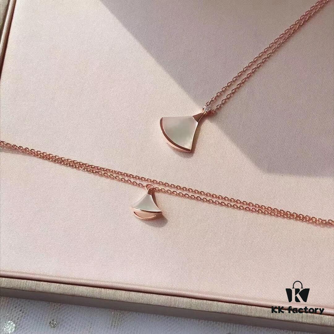 692fc46399f2d84055c88803 BVLGARI Diva Series Fan-shaped Set, Necklace, Bracelet, Earrings - High-end Custom Jewelry with 18K Rose Gold/White Gold Plating, Cubic Zirconia, 925 Silver Ear Pins