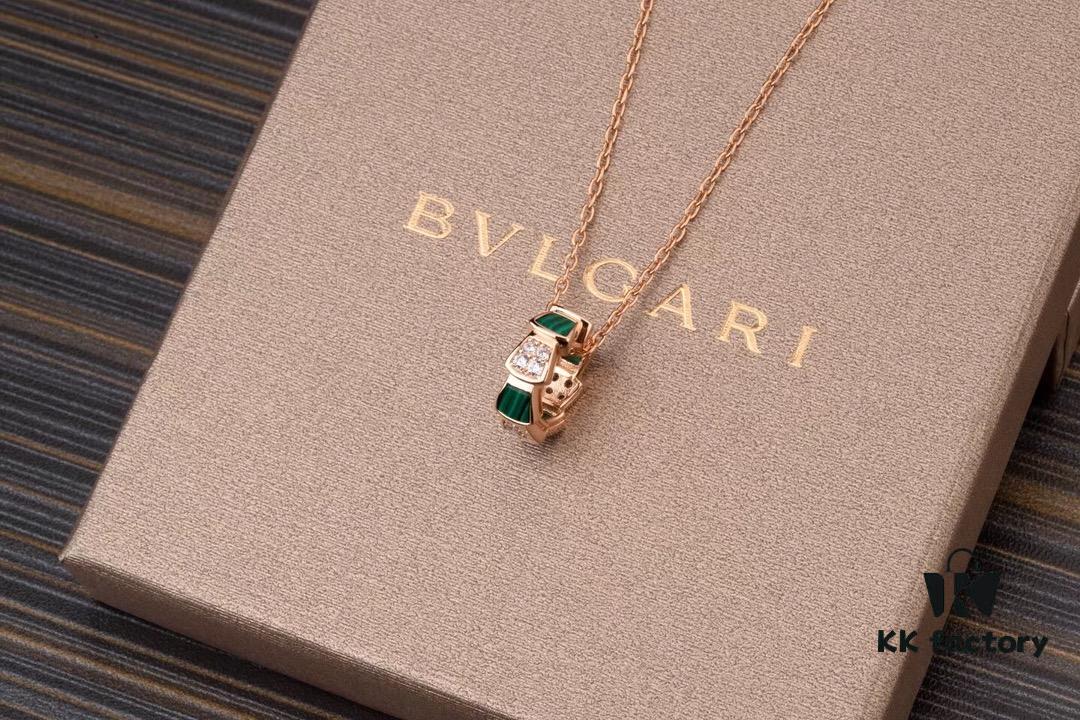 692fc46d99f2d84055c8881e High-End Version Bvlgari BV Snakebone Necklace 925 Sterling Silver Plated with 18K Rose Gold, Polished Gold Finish, Red Carnelian, Black Onyx, Malachite, Pearl Mother-of-Pearl, 5 Colors Available, Embedded with Imported Synthetic High-Carbon Diamonds and Natural Carnelian