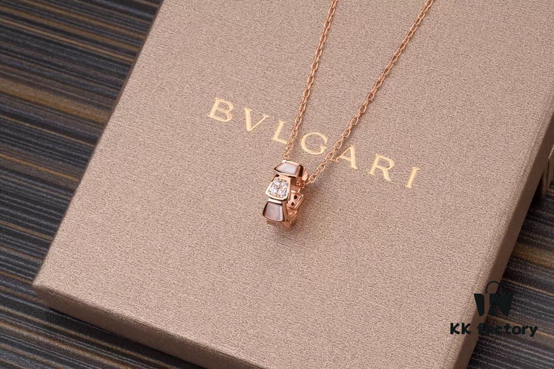 692fc46e99f2d84055c88820 High-End Version Bvlgari BV Snakebone Necklace 925 Sterling Silver Plated with 18K Rose Gold, Polished Gold Finish, Red Carnelian, Black Onyx, Malachite, Pearl Mother-of-Pearl, 5 Colors Available, Embedded with Imported Synthetic High-Carbon Diamonds and Natural Carnelian
