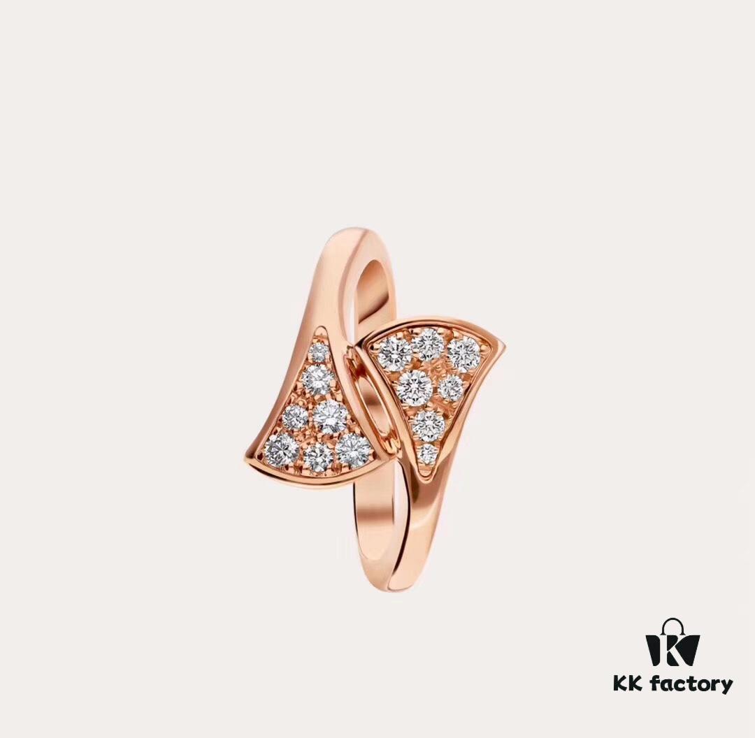 692fc49199f2d84055c8886e Bvlgari Diva Series Fully Diamond-Paved Double Skirt Opening Ring, Premium German Imported S925 Sterling Silver with 14K Gold Plating, Classic Fan Design, Available in Rose Gold and Platinum Finish