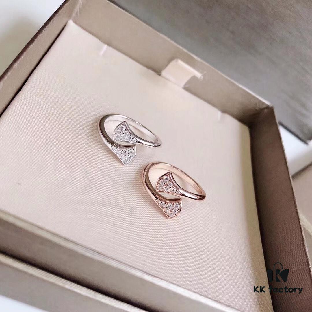 692fc49499f2d84055c88873 Bvlgari Diva Series Fully Diamond-Paved Double Skirt Opening Ring, Premium German Imported S925 Sterling Silver with 14K Gold Plating, Classic Fan Design, Available in Rose Gold and Platinum Finish