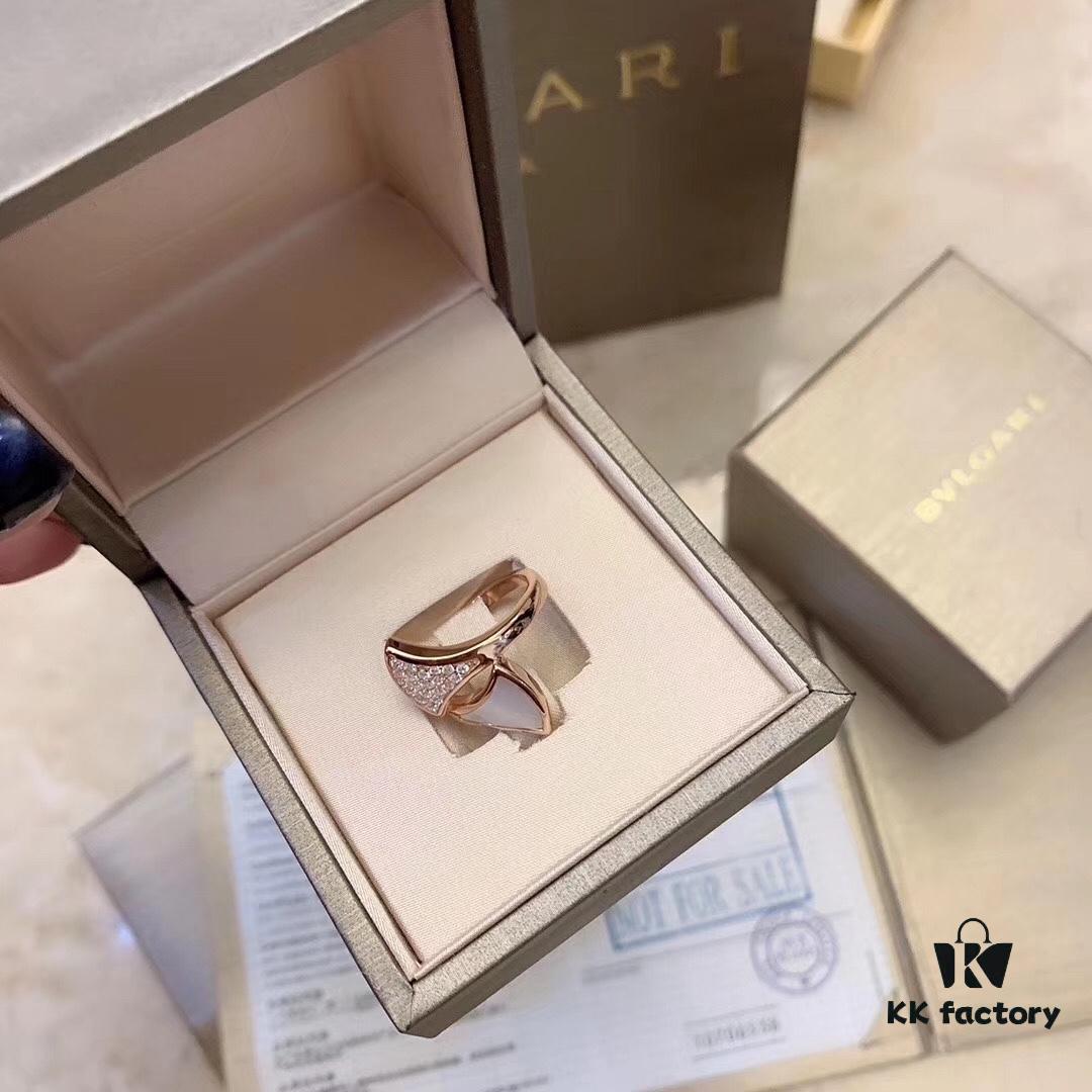 692fc49899f2d84055c8887c BVLGAR Classic Revival Bulgari Mother-of-Pearl Skirt Ring with Snake-Inspired Design, Adjustable, 925 Sterling Silver Thick Gold Plated, Natural Mother-of-Pearl, Diamond-Cut Detail, Available in Platinum and Rose Gold Finish