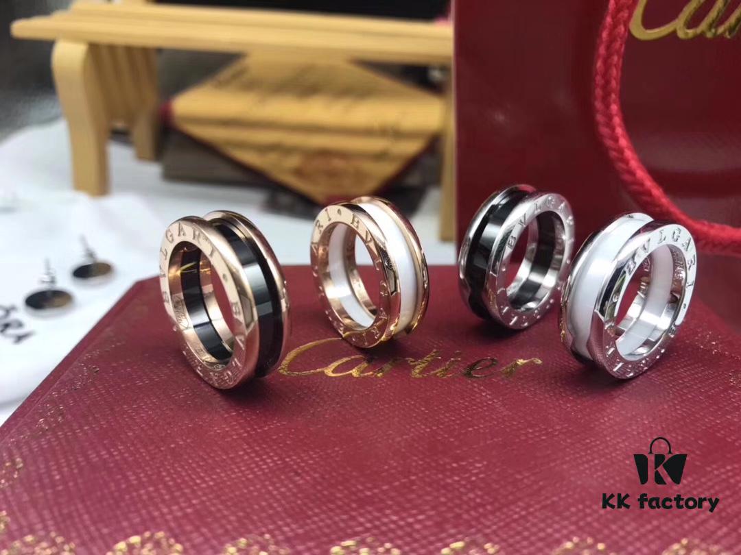 692fc49999f2d84055c8887e Bulgari BVLGARI Red Man Ring, CNC Precision High-End Version, 1:1 Craftsmanship, Available in White Gold and Rose Gold, 925 Sterling Silver, Black Ceramic Inlay, US Size 5-11