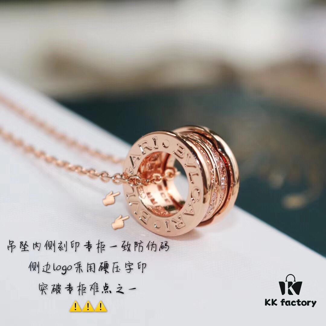 692fc4a799f2d84055c88892 Bulgari BVLGARI Spiral Diamond-Paved Spring Necklace in Rose Gold, White Gold, and Yellow Gold Tone with Electroplated K-Gold Layer