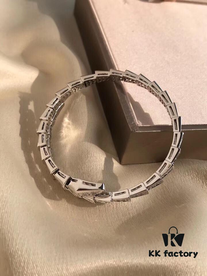692fc4b499f2d84055c888a9 Bulgari Serpenti Viper Full Diamond Snake Bone Bracelet, Crafted in S925 Silver