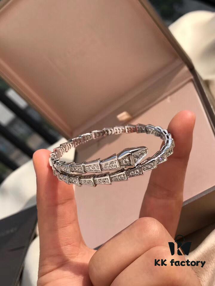 692fc4b599f2d84055c888ad Bulgari Serpenti Viper Full Diamond Snake Bone Bracelet, Crafted in S925 Silver