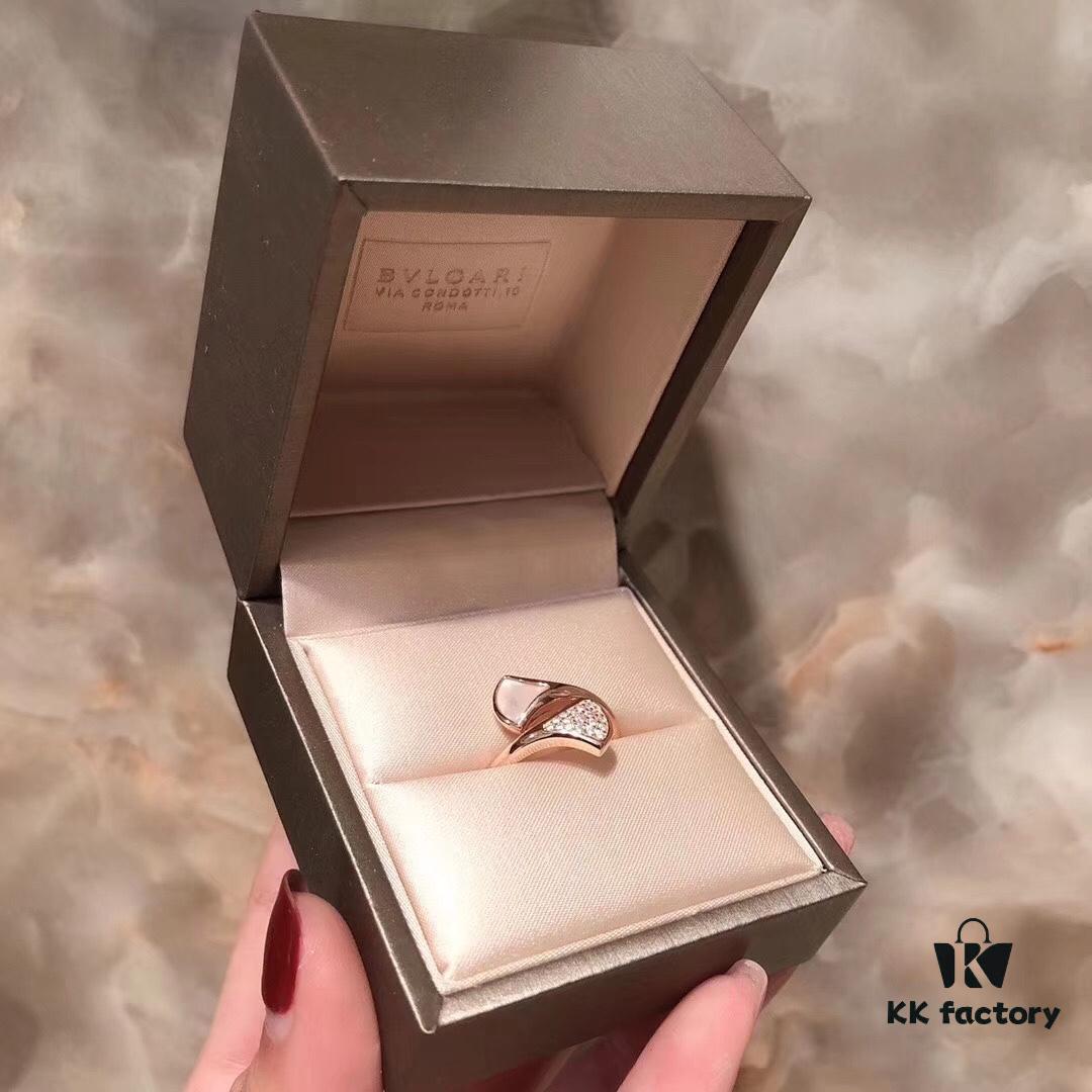 692fc4be99f2d84055c888bc BVLGAR Classic Revival Bulgari Mother-of-Pearl Skirt Ring with Snake-Inspired Design, Adjustable, 925 Sterling Silver Thick Gold Plated, Natural Mother-of-Pearl, Diamond-Cut Detail, Available in Platinum and Rose Gold Finish