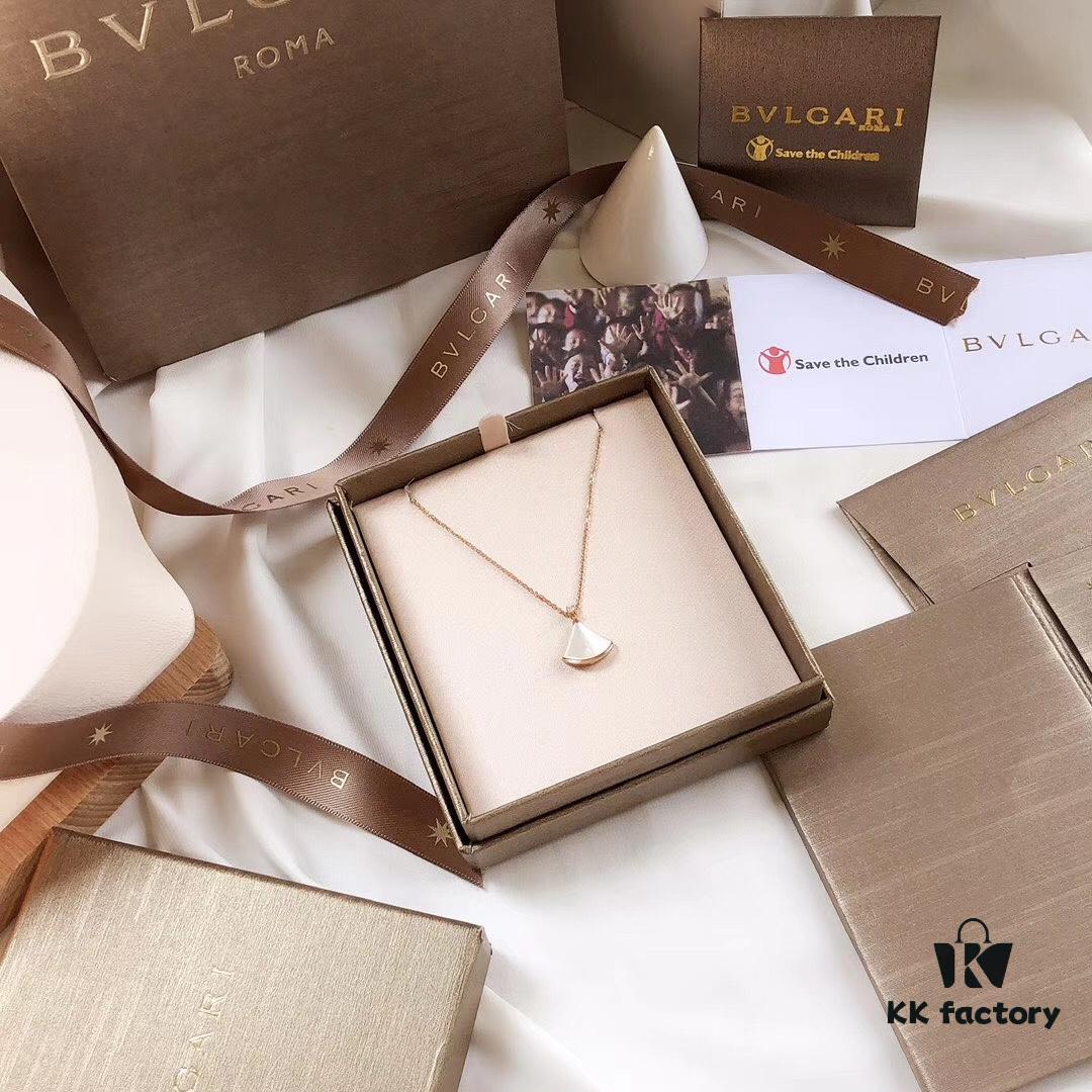 692fc4ca99f2d84055c888d3 S925 Silver Plated with K-Gold Bulgari Christmas Bestseller Bvlgari DIVAS DREAM Series Mother-of-Pearl Fan Pendant Necklace