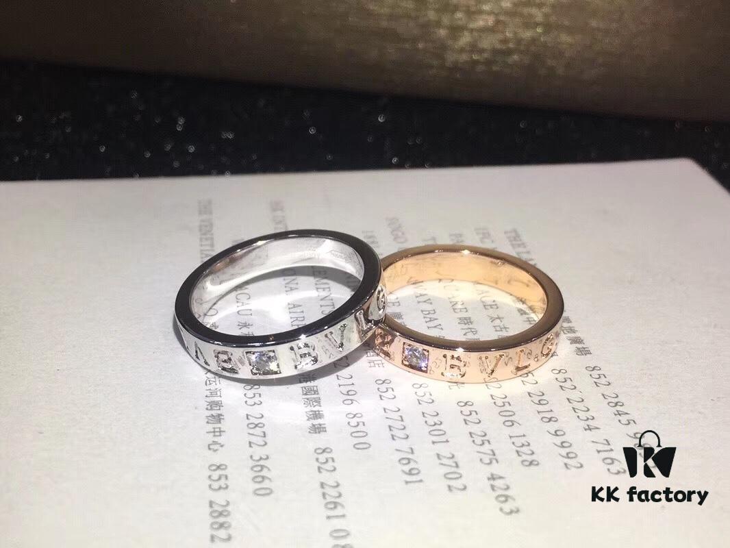692fc4d199f2d84055c888df BVLGARI Bulgari Classic Logo Single Diamond Ring with Imported High-Carbon Diamond, 18K Gold Plated Premium Alloy, Available in Rose Gold and White Gold