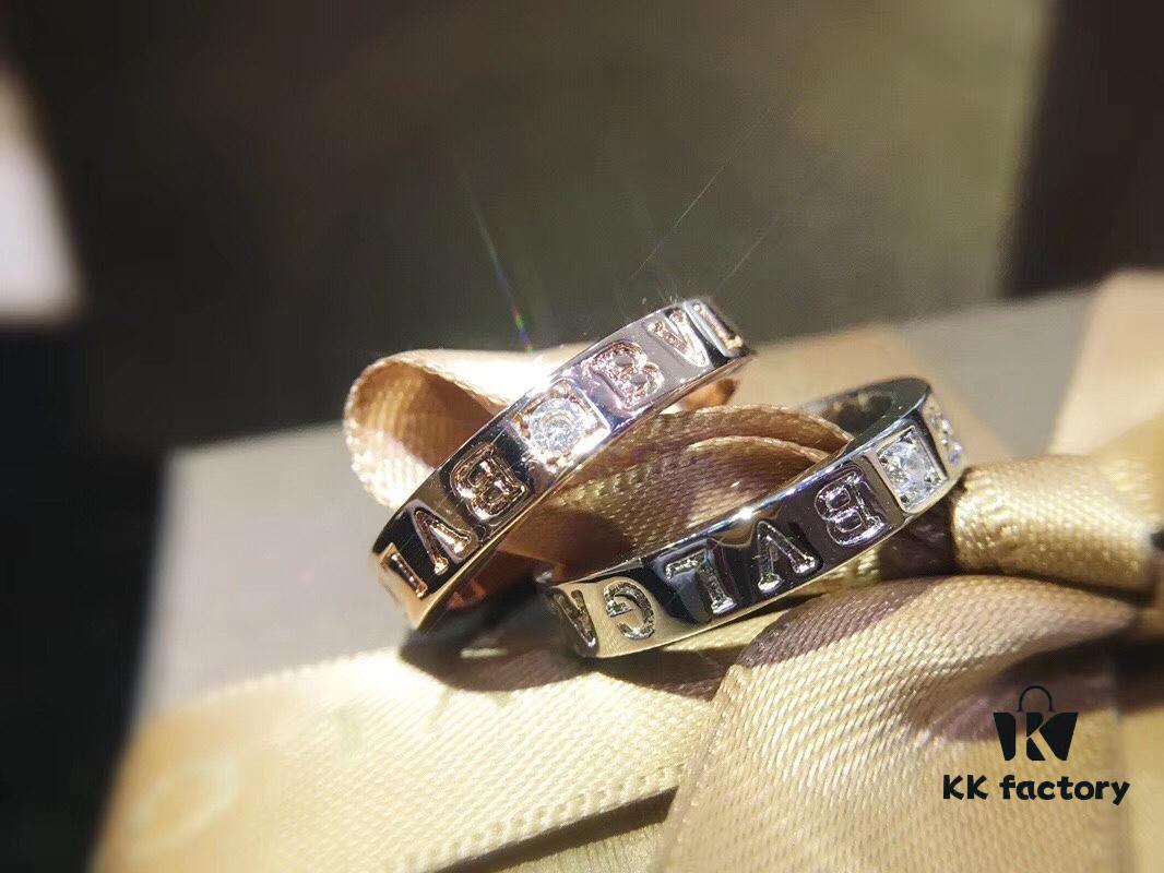692fc4d199f2d84055c888e0 BVLGARI Bulgari Classic Logo Single Diamond Ring with Imported High-Carbon Diamond, 18K Gold Plated Premium Alloy, Available in Rose Gold and White Gold