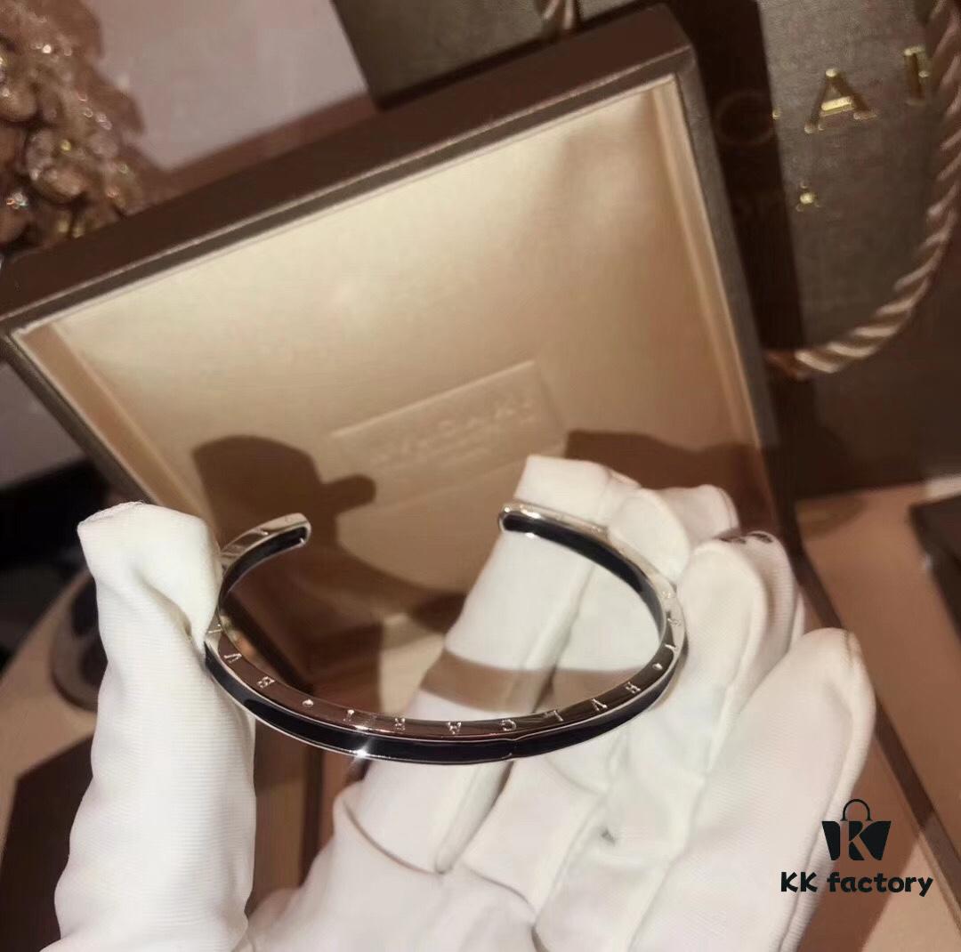 692fc4d499f2d84055c888e3 BVLGARI Classic C-Shaped Open Letter Bracelet, Luxury Elegant Design, High-End 925 Sterling Silver Electroplated Polished CNC Craft, Adjustable Unisex Bangle in Black and White, Hypoallergenic and Fade-Resistant