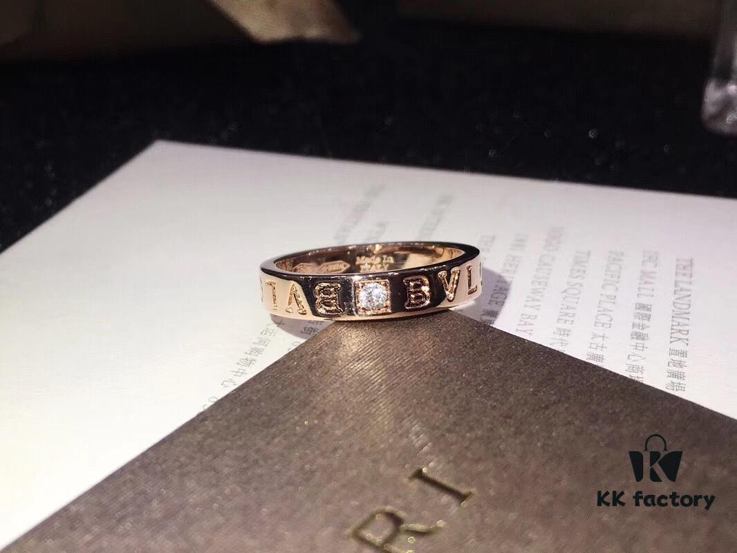 692fc4d599f2d84055c888e7 BVLGARI Bulgari Classic Logo Single Diamond Ring with Imported High-Carbon Diamond, 18K Gold Plated Premium Alloy, Available in Rose Gold and White Gold