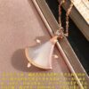 Bvlgari Divas' Dream Mother-of-Pearl Fan Pendant Necklace, Exquisitely Crafted with Natural Mother-of-Pearl Inlay, Radiant and Elegant, Color Shifts with Light, Showcasing the Unique Luster of Pearls, 45cm Adjustable Chain