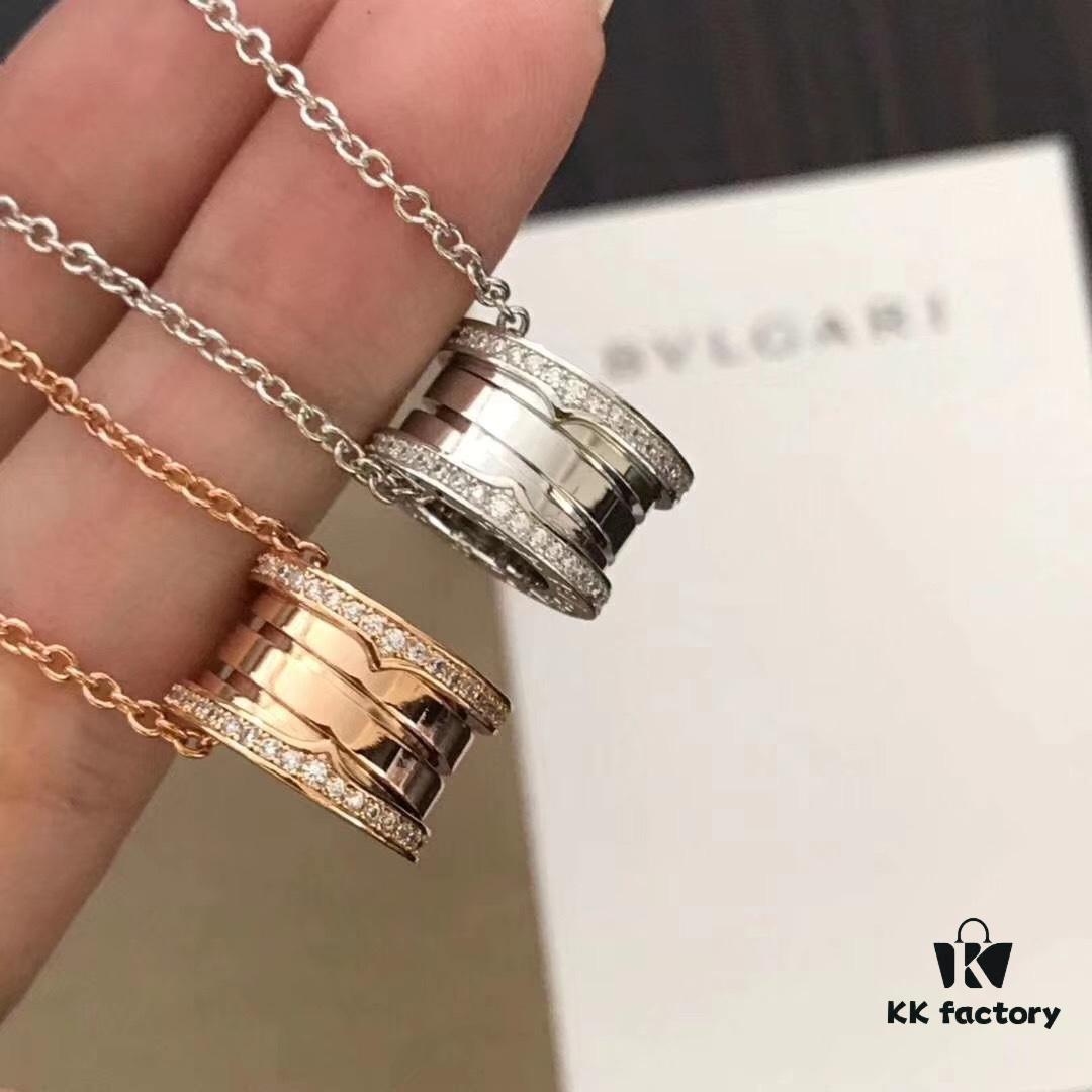 692fc4e599f2d84055c888fe Bvlgari Classic Diamond-Paved Spring Necklace in Rose Gold and White Gold