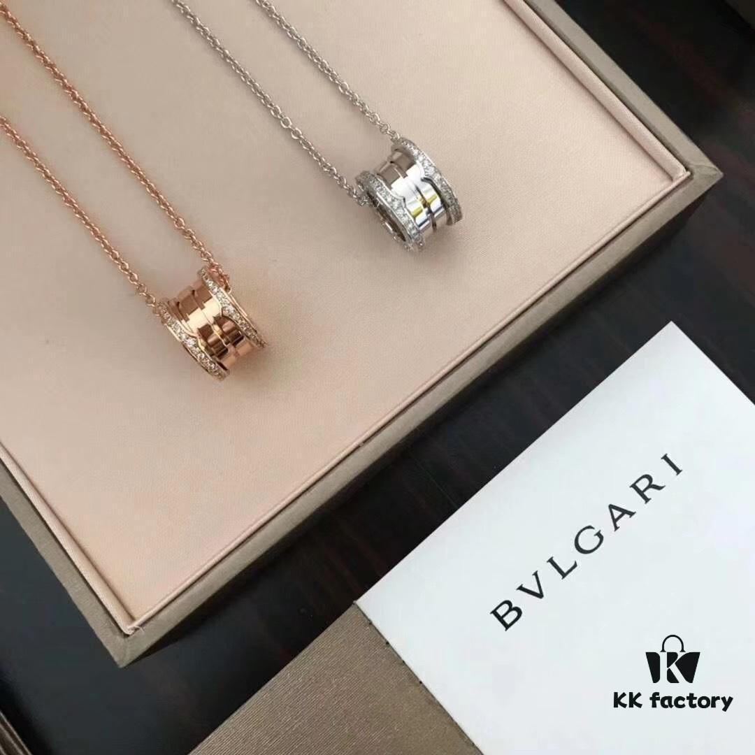 692fc4e599f2d84055c888ff Bvlgari Classic Diamond-Paved Spring Necklace in Rose Gold and White Gold