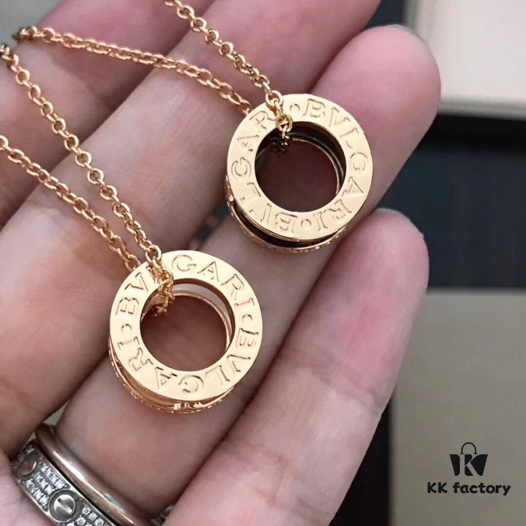 BVLGARI B.zero Design Legend Series Diamond-Set Black Ceramic Rose Gold Necklace