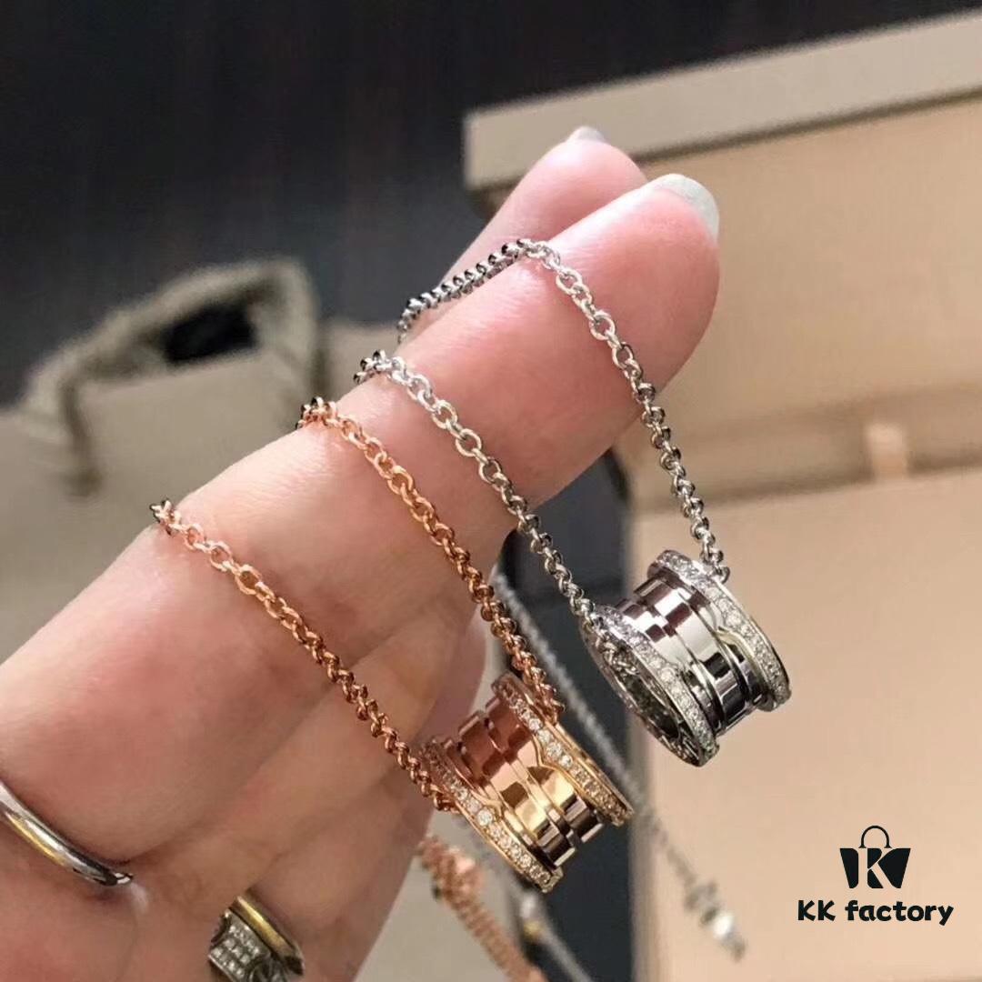 692fc4ee99f2d84055c88907 Bvlgari Classic Diamond-Paved Spring Necklace in Rose Gold and White Gold