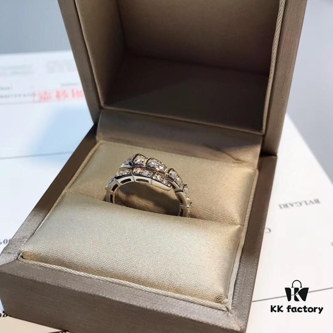 692fc50c99f2d84055c88921 Bulgari Slim Serpenti Ring with Sparkling Diamonds, 925 Silver Plated with 18K Gold
