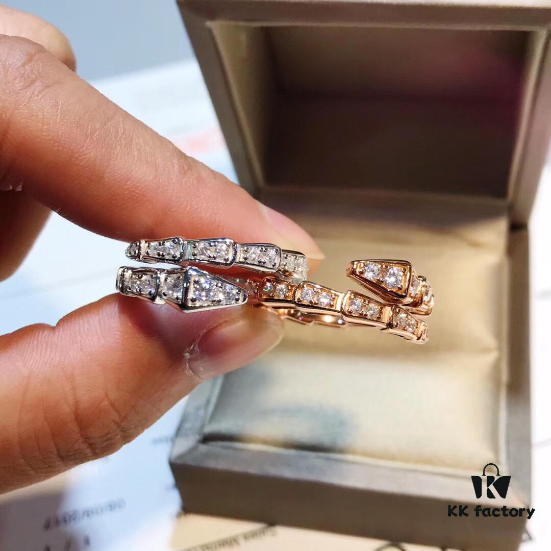 692fc50d99f2d84055c88922 Bulgari Slim Serpenti Ring with Sparkling Diamonds, 925 Silver Plated with 18K Gold