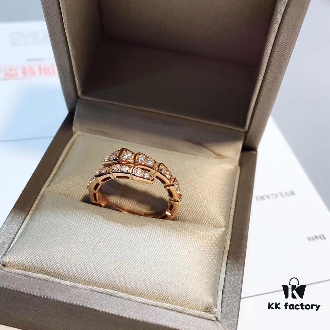 692fc50d99f2d84055c88923 Bulgari Slim Serpenti Ring with Sparkling Diamonds, 925 Silver Plated with 18K Gold