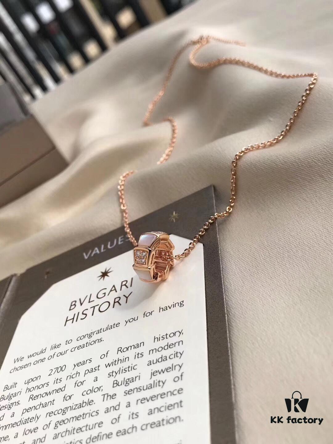 692fc51299f2d84055c88927 Bvlgari Serpenti Snake Bone Necklace with White Mother-of-Pearl and Diamonds