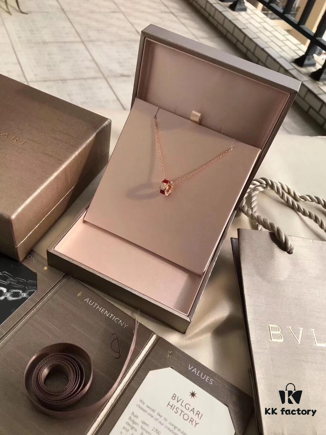 692fc51599f2d84055c8892b Bvlgari Serpenti Series Snake Bone Necklace with Red Carnelian and Diamonds
