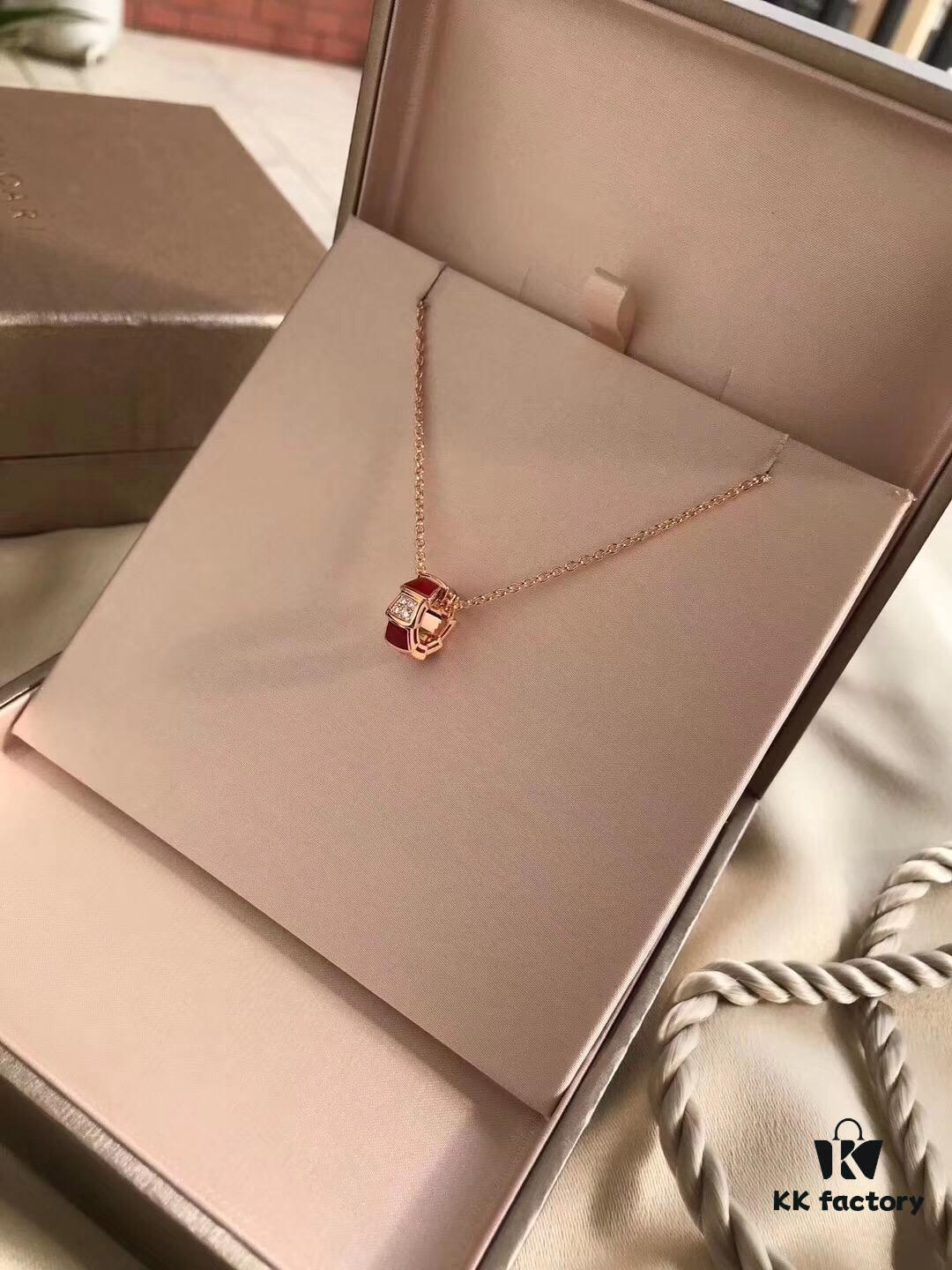 692fc51699f2d84055c8892c Bvlgari Serpenti Series Snake Bone Necklace with Red Carnelian and Diamonds