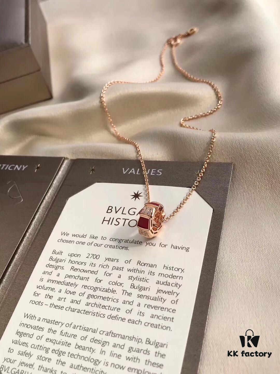 692fc51999f2d84055c8892f Bvlgari Serpenti Series Snake Bone Necklace with Red Carnelian and Diamonds