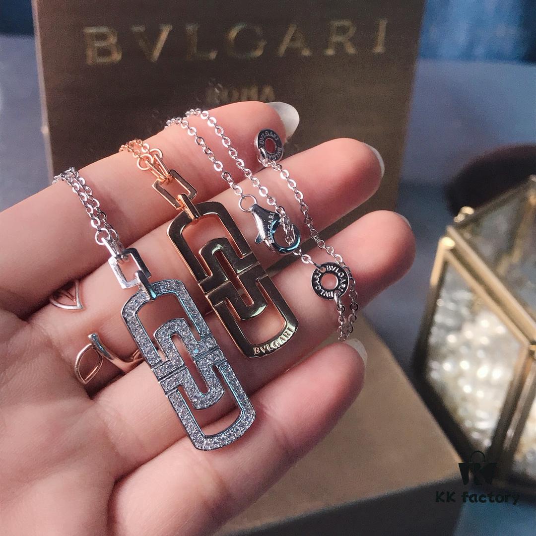 692fc52399f2d84055c8893e Bv Bvlgari Paperclip Couple Sterling Silver Necklace in Pink Gold Available 👼