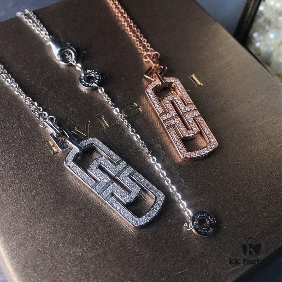 692fc52d99f2d84055c8894f Bv Bvlgari Paperclip Couple Sterling Silver Necklace in Pink Gold Available 👼