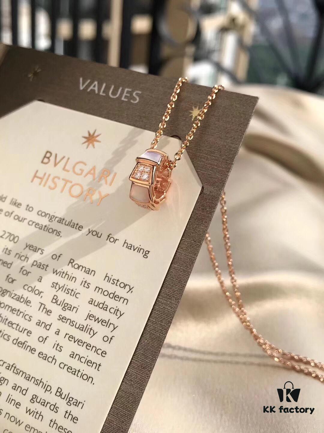 692fc52e99f2d84055c88953 Bvlgari Serpenti Snake Bone Necklace with White Mother-of-Pearl and Diamonds