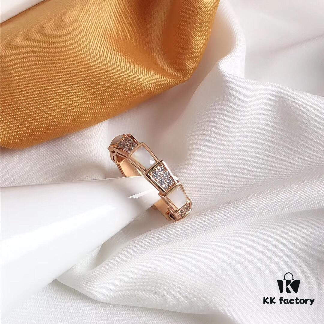 692fc53b99f2d84055c88970 Bvlgari Serpenti Series White Mother-of-Pearl Snake Ring Minimalist Understated Luxury Meaningful Wedding Band Series Premium S925 Sterling Silver with Thick Gold Plating