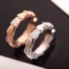 692fc54099f2d84055c8897f Bvlgari Latest Serpenti Viper Ring, Half Diamond Version, Triangle-Like Design Inspired by Snake's Head Resembling Sharp Little Fangs, Seamless Links Conforming to Knuckle Contours, Delicately Set with Diamonds, Alternating Light and Shadow Enhancing Brilliant Luster, Perfectly Expressing the Wearer's Purity and Uniqueness