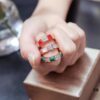 692fc54799f2d84055c8898c Luxury Level Three-Color Natural Shell Agate Ring BVLGARI Serpenti Design 925 Sterling Silver Thick Gold Plated Diamond-Cut Elegant Women's Ring