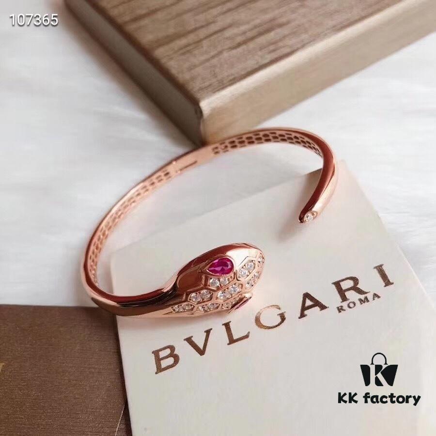 692fc54f99f2d84055c8899e Bvlgari Serpenti Series Ruby Eyes Snake Bracelet, Top-Tier Version, Superb Craftsmanship, Premium German Imported S925 Sterling Silver with 18K Rose Gold Plating