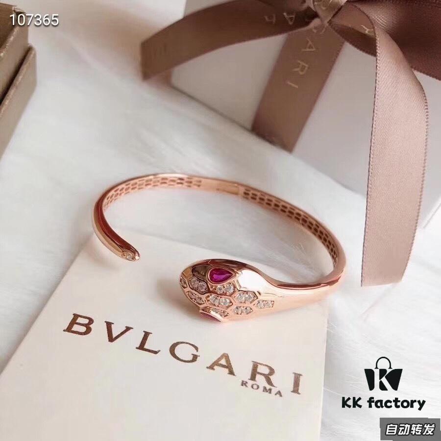 692fc54f99f2d84055c8899f Bvlgari Serpenti Series Ruby Eyes Snake Bracelet, Top-Tier Version, Superb Craftsmanship, Premium German Imported S925 Sterling Silver with 18K Rose Gold Plating